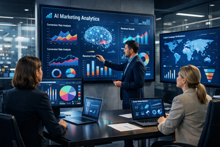 LeadTap - blog - Digital marketing agency professionals using AI-powered analytics dashboards in 2026