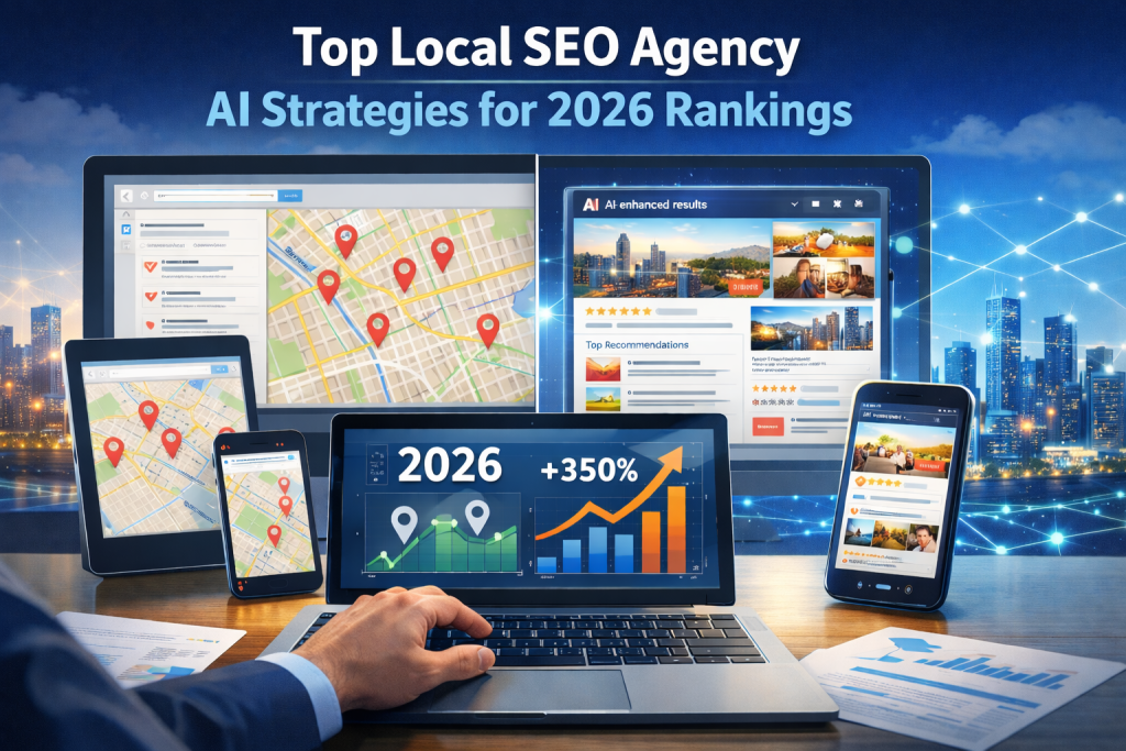 LeadTap - blog - Local SEO agency dashboard showing AI-driven search results optimisation for 2026 local rankings