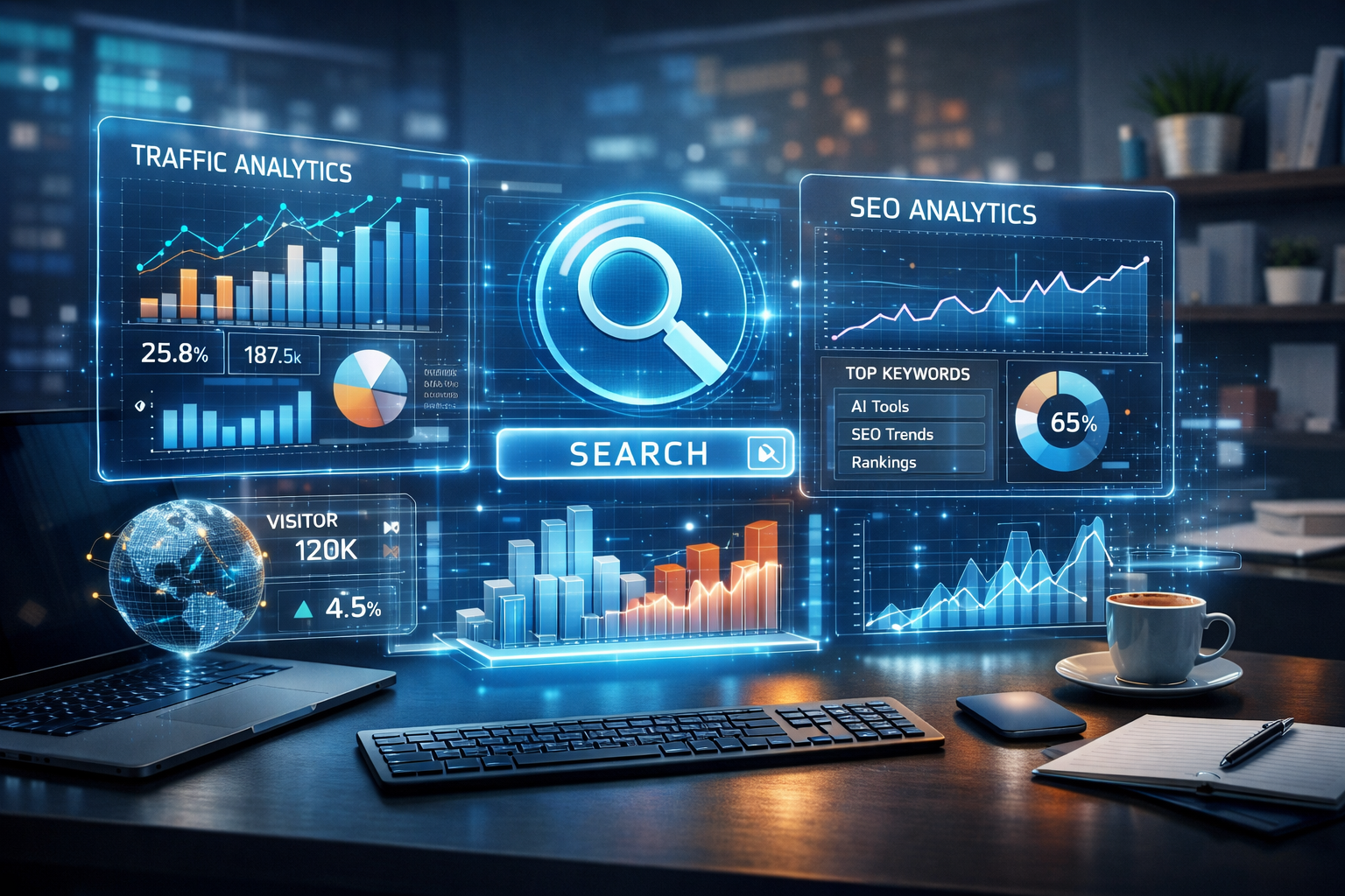 LeadTap - blog - AI-powered SEO agency dashboard showing advanced analytics and search data visualisations for 2026